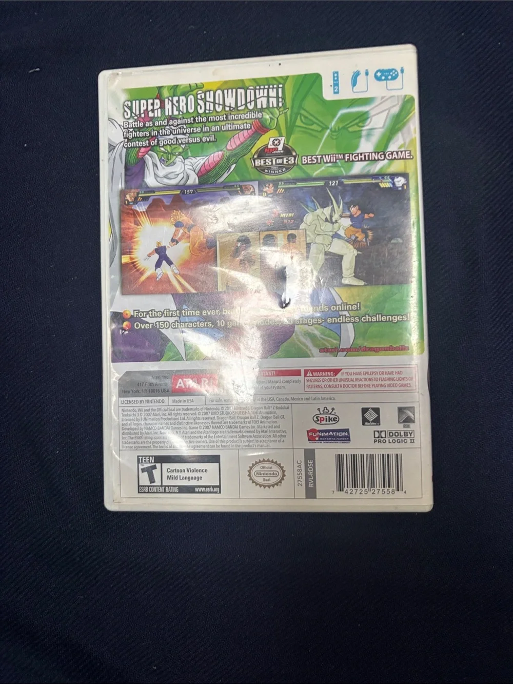 Dragon Ball Z: Budokai Tenkaichi 3 (Wii) - White Case with Green Cover Art
